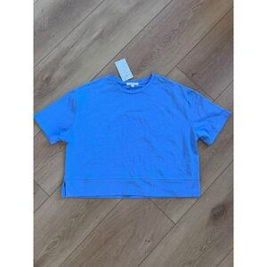 Wishlist Womens Periwinkle Blue Boxy Crop Top Short Sleeve Crew Neck Size M NWOT